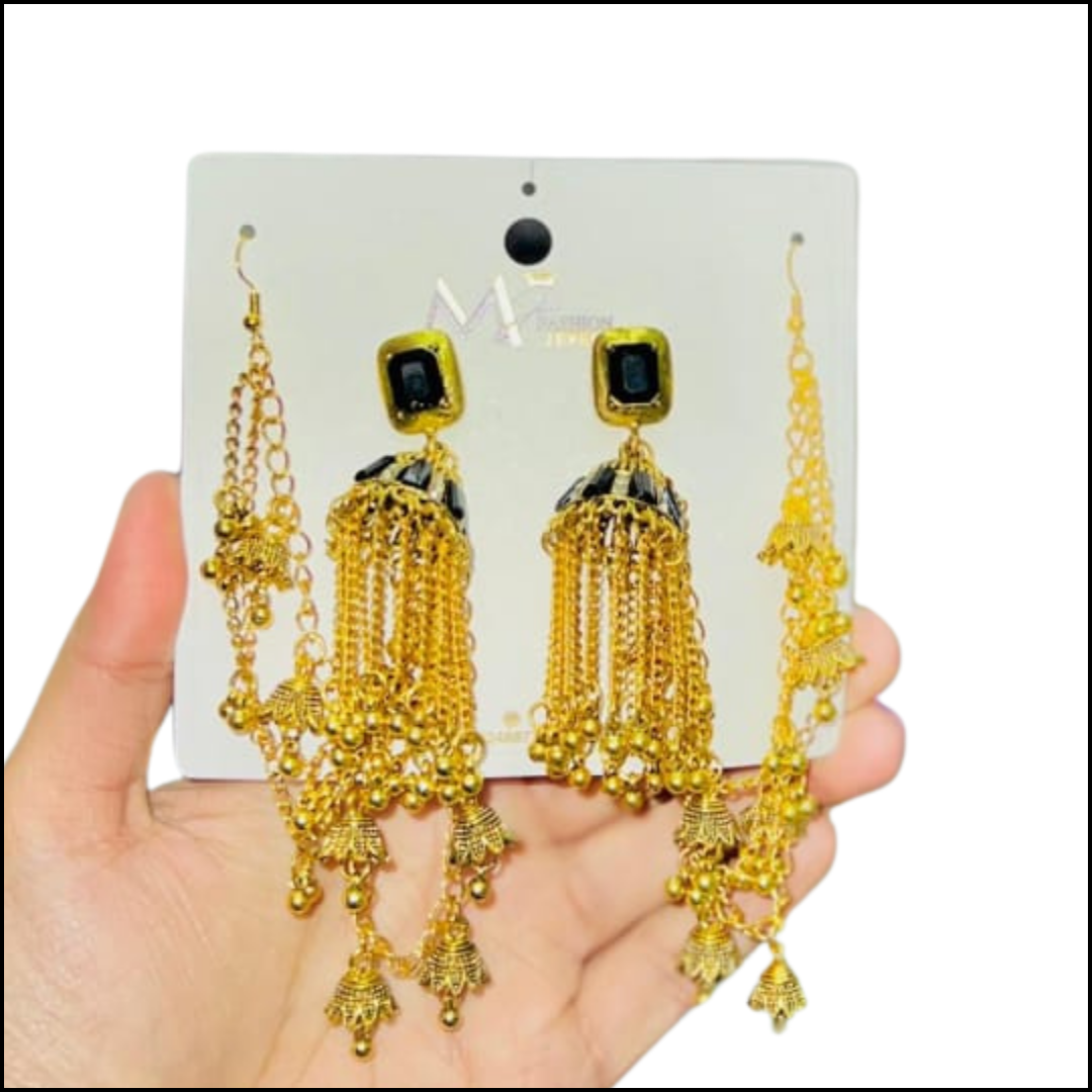 Mesmerizing Chandelier Jhumka Earring with Champagne CZ stones